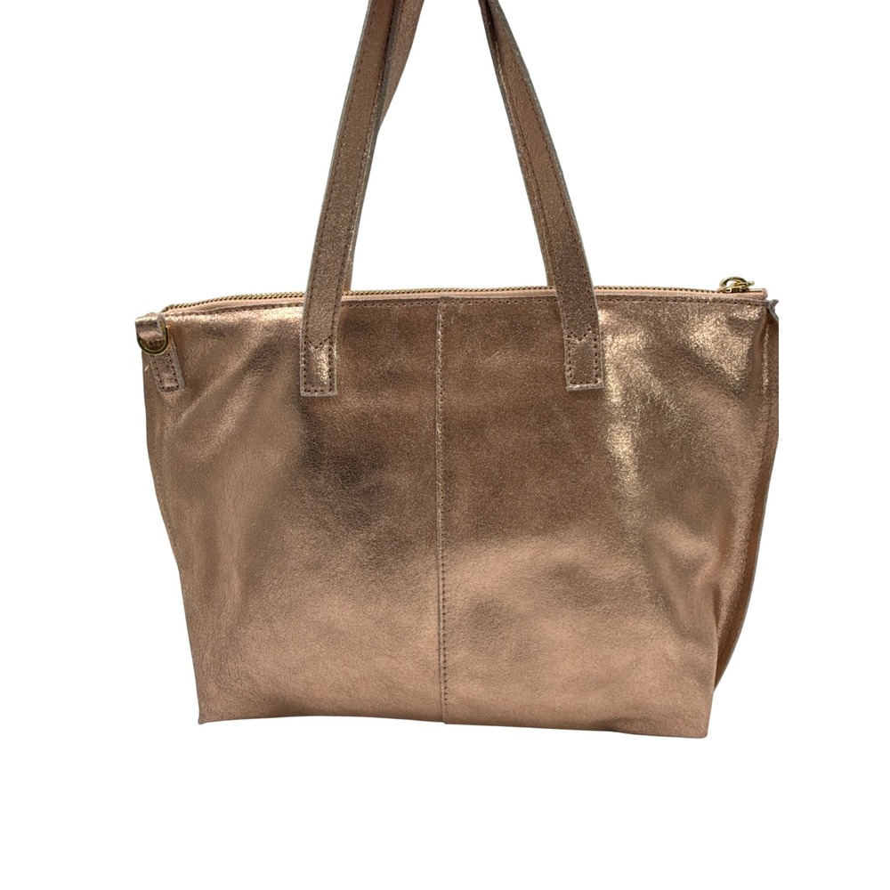 GIGI New York Metallic Rose Gold Leather Tote Crossbody Bag Gold Hardware EUC